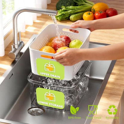5 Pack Fruit Storage Containers for Fridge, Plastic Fruit Containers Set