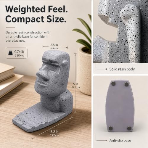 Glasses Holder for Nightstand, Funny Moai Glasses Stand and Phone Holder
