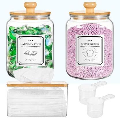 Laundry Pod Container and Dryer Sheet Holder,Laundry Room Organization | Laundry Detergent Sheets Dispenser Laundry Room Organization Storage Box for Powder,Scent Booster Beads,Dryer Balls,Bath Salt