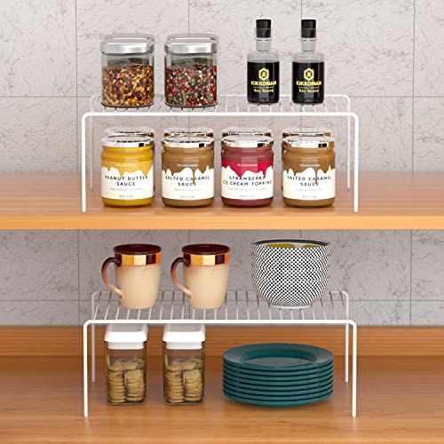 Cabinet Storage Shelf Rack Set of 2, Medium (13 x 9.4 inch) Rustproof Metal Wire Kitchen Cabinet Organizer and Storage, Cupboard Spice Shelf Rack for Plate, Dish, Counter & Pantry Organization