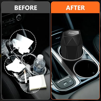 Car Trash Can with Lid, Leakproof, 30 Trash Bags, Black, 2 Pack | Small Garbage Can for Car, Car Accessories for Interior, Multipurpose Organizers and Storage Solutions for Home, Office