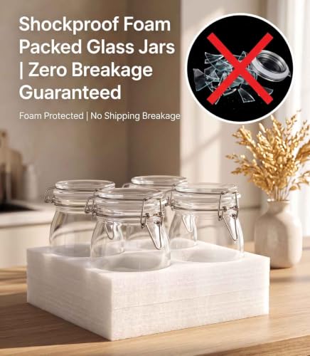 17 oz Glass Jars 4Pack with Airtight Lids,Wide Mou... (Clear | Glass, Silicone)