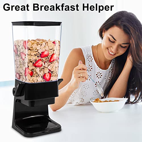5.5 Qt Cereal Dispenser Countertop with lids, Organization and Storage Containers for Kitchen and pantry, Rice Dispenser for food, Cereal, Beans, Nuts, Snack,Oatmeal, Dog Food, Bird Seed, Black, 1Pc