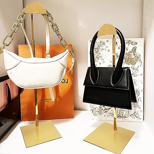 Royxen 3 Pack Purse Holder, Purse Display Stand with Adjustable Height, Bag Stands for Display, Stainless Steel Purse Rack for Bags Organizer (Gold)