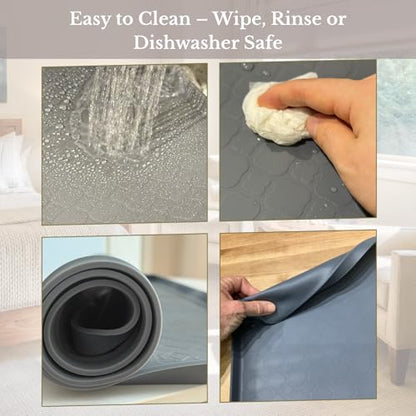 Washer and Dryer Topper Protector, 2 Pcs 27''x 27'' Dark Gray | Silicone Laundry Topper Protector for Washing Machine Countertop Non-Slip Rubber Mat Large Washer and Dryer Cover for the Top