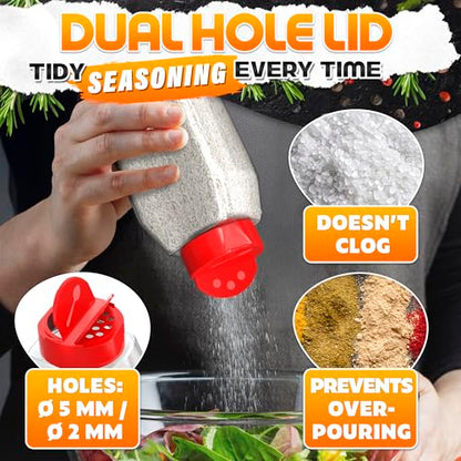 2 Pcs Seasoning Containers, 32 oz, Dual Flip-Top Lids, Plastic | Large Spice Shaker Set; Food-Grade Plastic, Airtight Seal, Wide Mouth; for BBQ Rubs, Bulk Spices, Loose Leaf Tea & Crafts
