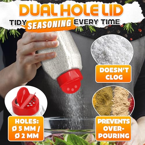 Large Seasoning Shaker Set of 2, 32 Oz Airtight Wide Mouth, Dual Lid