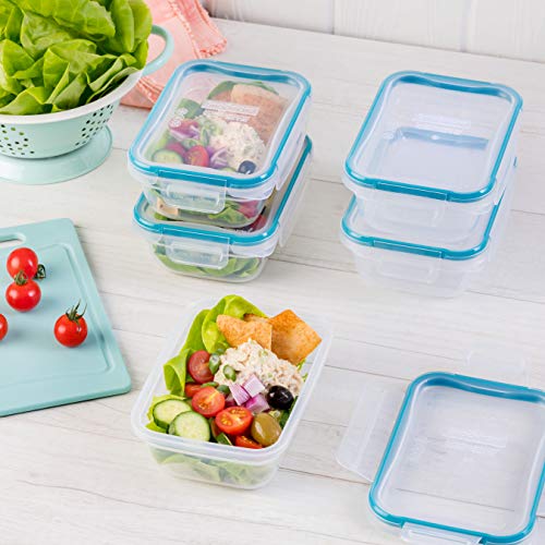 Snapware Plastic Total Solution 5-Pack (3-Cup) Food Storage Containers Set, Leakproof & Airtight Plastic Locking Lids Rectangular Tupperware, Non-Toxic BPA-Free Lids, Microwave Dishwasher Freezer Safe