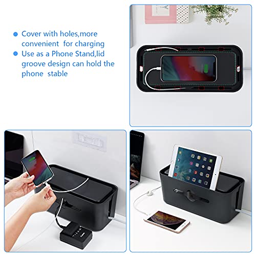 Cable Management Box,Cord Organizer for Home Office Cable Wire Hide,Black | Box for Desk Floor Cable Hide,Cable Box Organizer to Cover The Power Strip Cord Wires