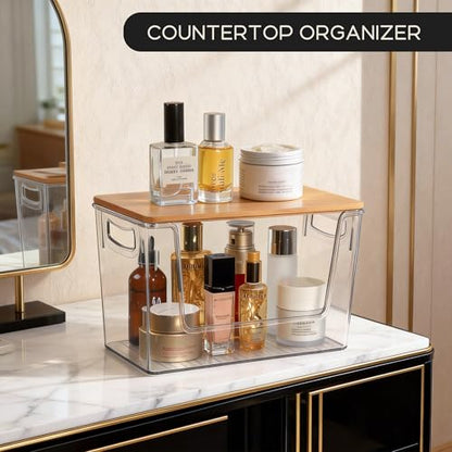 Pantry Organizers Storage, 2 Pack Large Clear Storage Bins for Onion, Potato, Garlic, Canned Food, Organizer Bins for Under Sink, Kitchen, Countertop, Bathroom