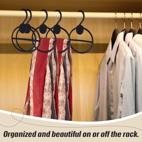 FoldTier 50 Pcs Scarf Hanger Plastic Holder Organizer Space Saving Scarf Organizer Clothes Hanger for Scarves Headscarves Clothing Sorting Storing (Black)
