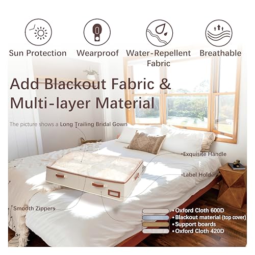 Wedding Dress Storage Box, Large Shadeable Wedding Dress Preservation Box with Microfiber Gloves, 20 Sheets of Acid Free Paper and Dustproof Bag for Wedding Dress, Heirlooms, Gowns
