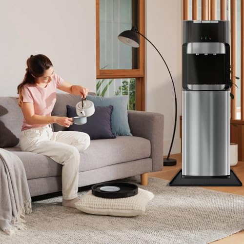 Water Cooler Mat - (22" x 19") Non-Slip Water Cooler Mat with Raised Edge for Foor Protector, Under Water Dispenser Mat Used for Bedrooms, Kitchens,Offices, Bars (Black)