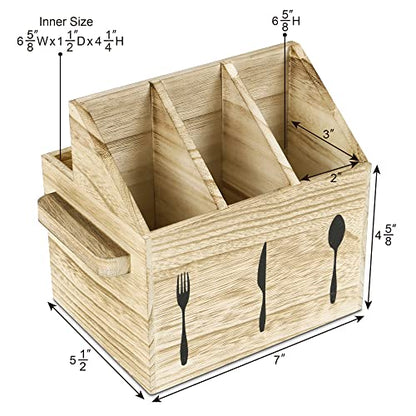 Rustic Elegant Wooden Flatware Organizer Caddy, Oa... (Oak | Wood)