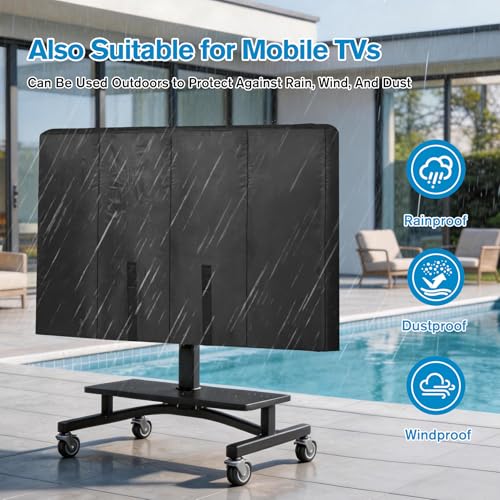 JZHLLA Waterproof Oxford TV Cover for Moving 0.25 Inch Thick Tear Resistance Screen Protector Cover Fits 60"-65" TV with Foam Filling and Bottom Strap for House Moving, Storing