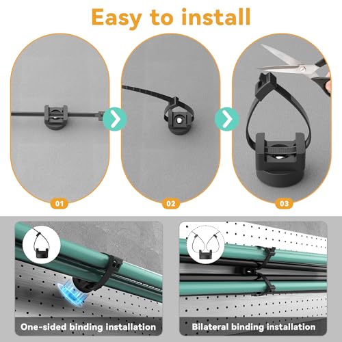 110 Pcs Magnetic Zip Tie Mount Base 26lbs Strong Magnetic Zip Tie Holder Multipurpose Magnet Cable Tie Clips Holder Wire Management Clips for Home Office Marine Electrical Wiring Organization Black