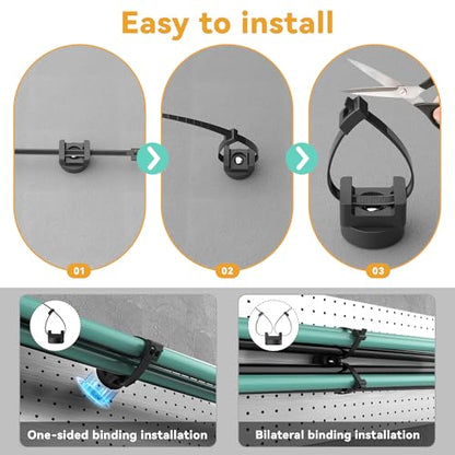 110 Pcs Magnetic Zip Tie Mount Base 26lbs Strong Magnetic Zip Tie Holder Multipurpose Magnet Cable Tie Clips Holder Wire Management Clips for Home Office Marine Electrical Wiring Organization Black