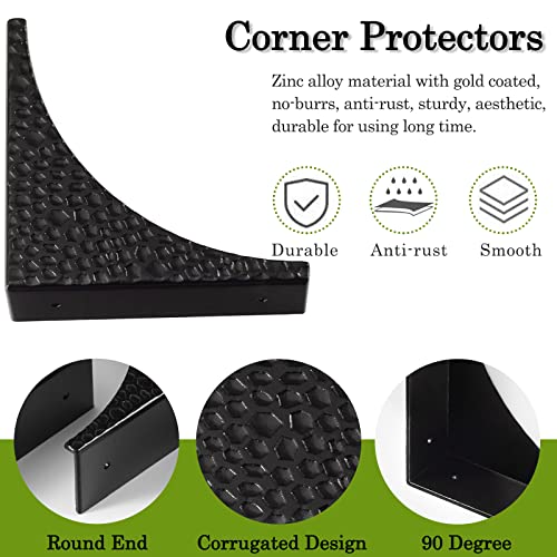 Black Metal Corner Guards Decorative Wood Funiture, 2.56'' Box Corner Protectors, Metal Table Corners, Antirust Zinc Alloy Desk Edge Cover Brackets with Nails(4Pcs)