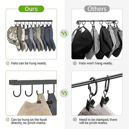 Mkono Hat Organizer, Metal Hat Rack for Wall Storage Holds 40 Caps Set of 4 | Space-Saving, Rust-Proof Coating, Sturdy & Durable, Holder Baseball Caps Scarves Bags Keys Belts, Bedroom Entryroom Closet