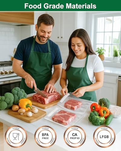 Quart Vacuum Sealer Bags for Food, 8x11 Inch with Label Area | Heavy Duty BPA-free Vacuum Seal Bags for Food Saver, Freezer Storage, Seal a Meal, Sous Vide, Meal Prep, Precut 100 count
