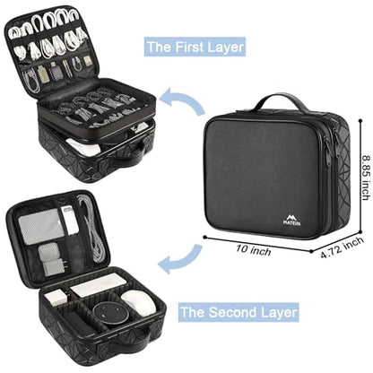 MATEIN Cable Organizer Bag, Travel Electronic Storage Cord Organizer Box | Tech Bag for Travel, Waterproof Charger Storage, Double Layer, Carrying Case for Cord, Shockproof, Portable, DJ Gifts, Black