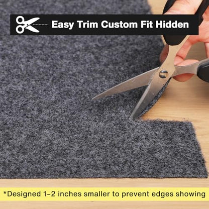 Rug Pad 8x10 Non Slip for Hardwood Floors, 1/8” Extra Thick Waterproof Felt Carpet Pad, Low Profile Underlay for Area Rugs, Safe for LVP & All Floor Finishes, Odorless & Soundproof