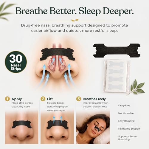 3-in-1 Sleep Kit for Women & Men - Eye Mask for Sleeping, Reusable Silicone Earplugs & 30 Nasal Strips | 3D Contoured Blackout Memory Foam | Travel Set for Snoring Relief | by Lumen and Bloom