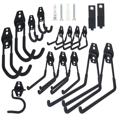 Moneek's Hardware 16 Pack Garage Storage Hook Anti-Slip Coating Heavy Duty Wall Mount Hooks for Hanging Bikes, Ladder, Garden Power Tools