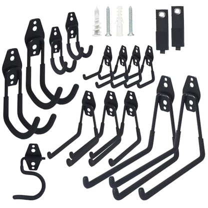 Moneek's Hardware 16 Pack Garage Storage Hook Anti-Slip Coating Heavy Duty Wall Mount Hooks for Hanging Bikes, Ladder, Garden Power Tools
