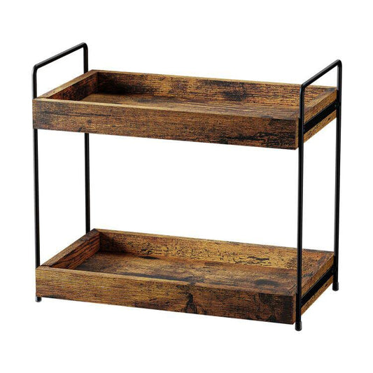 2-Tier Wood Bathroom Counter Organizer, Kitchen Spice Rack | Multi-Use Storage Shelf, Holds Toiletries, Cosmetics, Perfume And Seasoning, Fits Vanity And Countertops