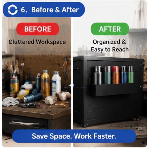 Magnetic Spray Can Holder 2 Pack, Toolbox Storage Rack, Black | Heavy-duty steel construction • Magnetic mount • Fits up to 3" diameter cans • Two rack sizes • Garage & workshop storage