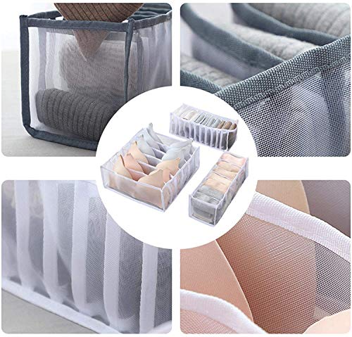 TOPARCHERY Foldable Bra & Underwear Organizer - 3 Set Drawer Divider Storage for Bras, Socks, Ties - White