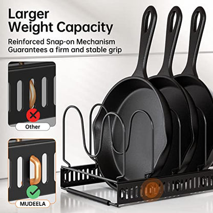 MUDEELA Expandable Pot Pan Lid Organizers inside Cabinet, 10 Divider-Black | Expandable 11.8–22.9", 10 Adjustable Divider, Tool-Free Assembly, Non-Slip, Scratch-Proof, For Pan Lid Cutting Board Bakeware