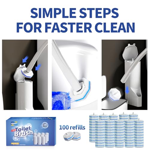100pc Bulk Toilet Brush Refills - Disposable Toilet Brush Replacement Heads, Pack for Household Cleaning Bathroom cleaners Compatible Heads,washroom mats Cleaning System,Clean Refill Pads.