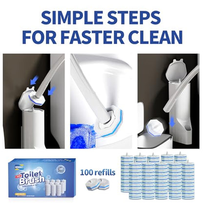 100pc Bulk Toilet Brush Refills - Disposable Toilet Brush Replacement Heads, Pack for Household Cleaning Bathroom cleaners Compatible Heads,washroom mats Cleaning System,Clean Refill Pads.