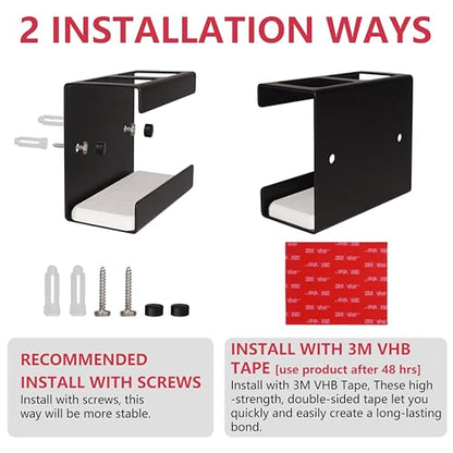 Set of 2 Electric Toothbrush Holder Wall Mounted, 18/8 Stainless Steel Toothbrush Stand with Diatomite Dish, 3M Self Adhesive Toothbrush Storage Rack for Bathroom (Black)