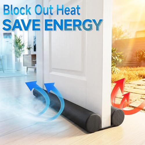 MAXTID Large Door Draft Stopper for Bottom of Doors 36” Under Door Sweep | Noise Blocker Black Gap Filler Stoppers Adjustable Doors Seal Sweep Guard, Window Breeze Stoppers, Home Essentials Gadgets