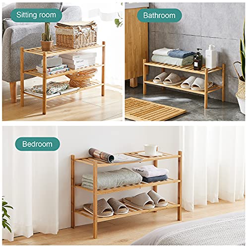 viewcare 3-Tier Free Standing Shoe Racks, Bamboo Wood Shoe Rack for Entryway & Closet, Beautiful | Natural | Functional | Sturdy Shoe Rack