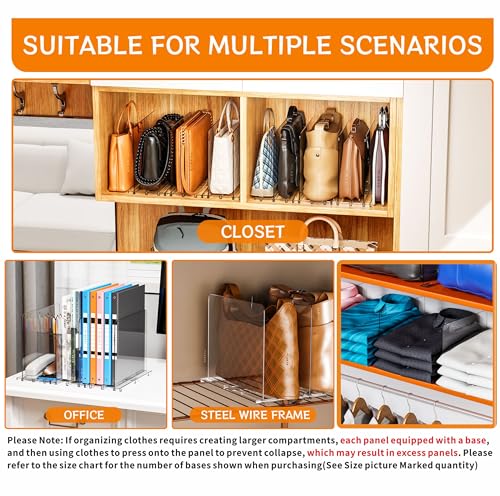 Clear Acrylic Shelf Dividers for Closet Organization,8 Pack Adjustable Bags,Clutch,Purse Organizer and Storage,Handbag Organizer for Closets,Purse Divider,8.8″ Tall Sweater,Tshirt,Towel Divider