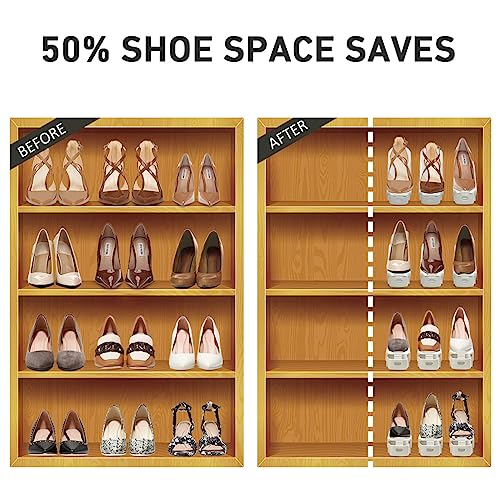 NVGSN Shoe Slots Organizer 20Pack,Shoe Stacker,Cloest Space Saver 50%,White | 4 Levels Adjustable shoe Organizer for Closet Thickening Double Layer shoe Storage Holders for Shelf,Organizador de Zapatos