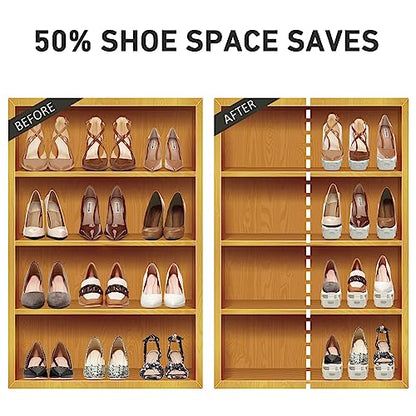 NVGSN Shoe Slots Organizer 20Pack,Shoe Stacker,Cloest Space Saver 50%,White | 4 Levels Adjustable shoe Organizer for Closet Thickening Double Layer shoe Storage Holders for Shelf,Organizador de Zapatos