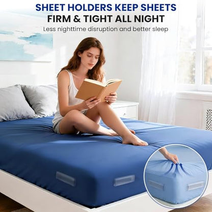 Bed Sheet Holders for Corners, Fitted Sheet Holders for Secure Grip, 4Pack | Heavy Duty Sheet Grippers Keep Sheets Firm & Tight, Bed Sheet Clips with Clear Lock Design, Easy Install for All Mattress