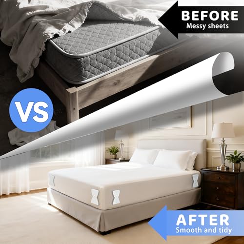 Fitted Sheet Holders for Corners Upgrade Bed Sheet Grippers Sheet Clips | 4Pcs Bed Sheet Holders for Corners Heavy Duty Sheet Clips Fitted All Mattress Sizes, Lock Sheet Holders Keep Firm