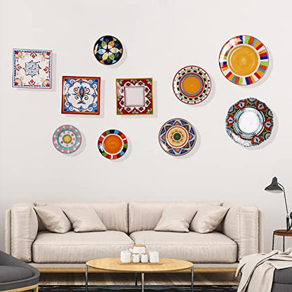 12 Piece Plate Hangers, 6/8/10 Inch Invisible Brass Wall Plate Hangers, Comes with 16 Piece Wall Hooks for Decorative Plates