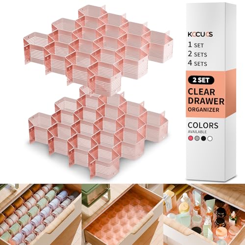 Honeycomb Separator Adjustable Drawer Organizer Divider for Underwear Belt-Scarf Socks Organizer (Pink(2pcs))