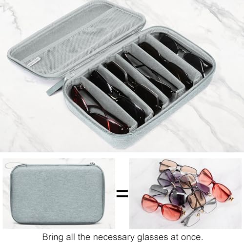 Bukere Travel Sunglasses Organizer Case Adjustable Slot For Multiple Eyeglasses Hard-shell Portable Storage Box for Men Women