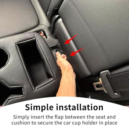 Xaido Car Back Seat Cup Holder, PU Leather Couch Sofa Bed Cup Holder Expander Tray, Boat Tray, Organizer for Trucks, Minivans, SUVs, RVs, Vehicles, Holds Drinks, Snacks, Cell Mobile Phone