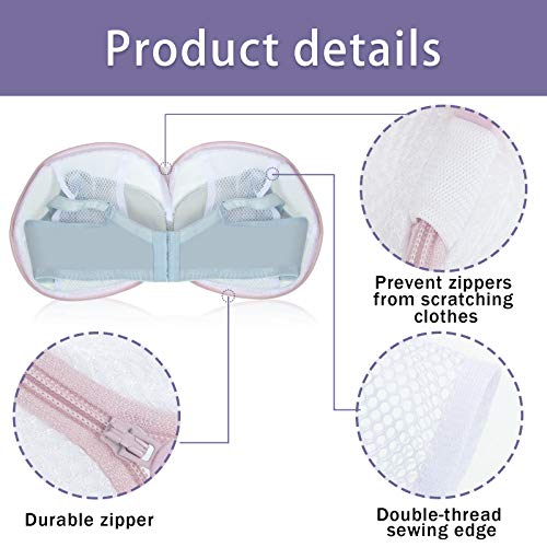 Shappy 6 Pieces Bra Washing Bag for Laundry Mesh Wash Lingerie Underwear Brassiere Washing Bags with Zipper for Women Laundry Storage(7.87 Inch,Pink)