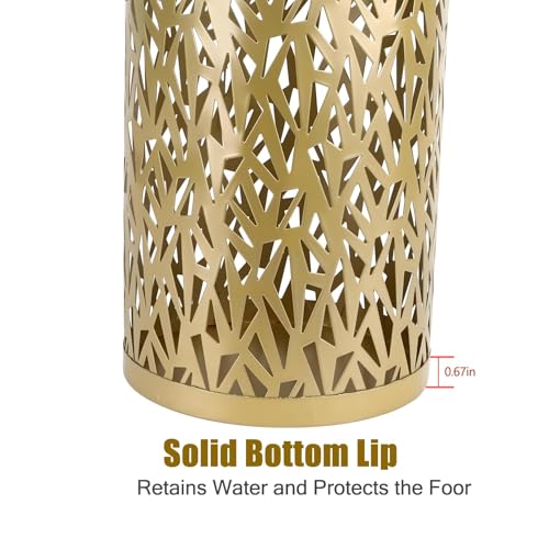 Metal Round Umbrella Stand Rack,Free Standing Umbrella Holder Bin, Canes Walking Sticks Holder for Entryway, Home, Office,Gold