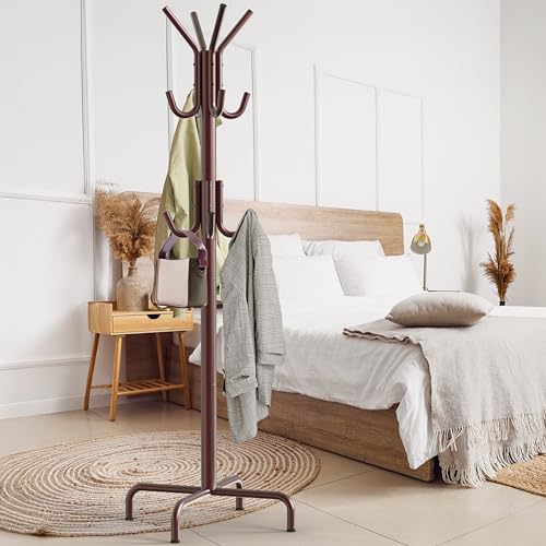 Simple Houseware Standing Coat/Hat Hanger Organizer Rack, 12 Hooks, Bronze | For Entryway, Bedroom, and Hallway